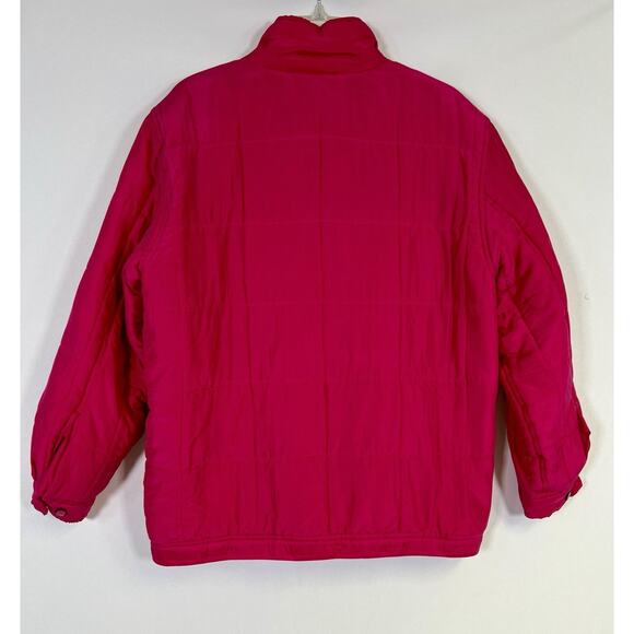 Clio VTG Puffer Coat Lightweight Size M Pink Silk Barbie Dopamine Colorful - Picture 2 of 12
